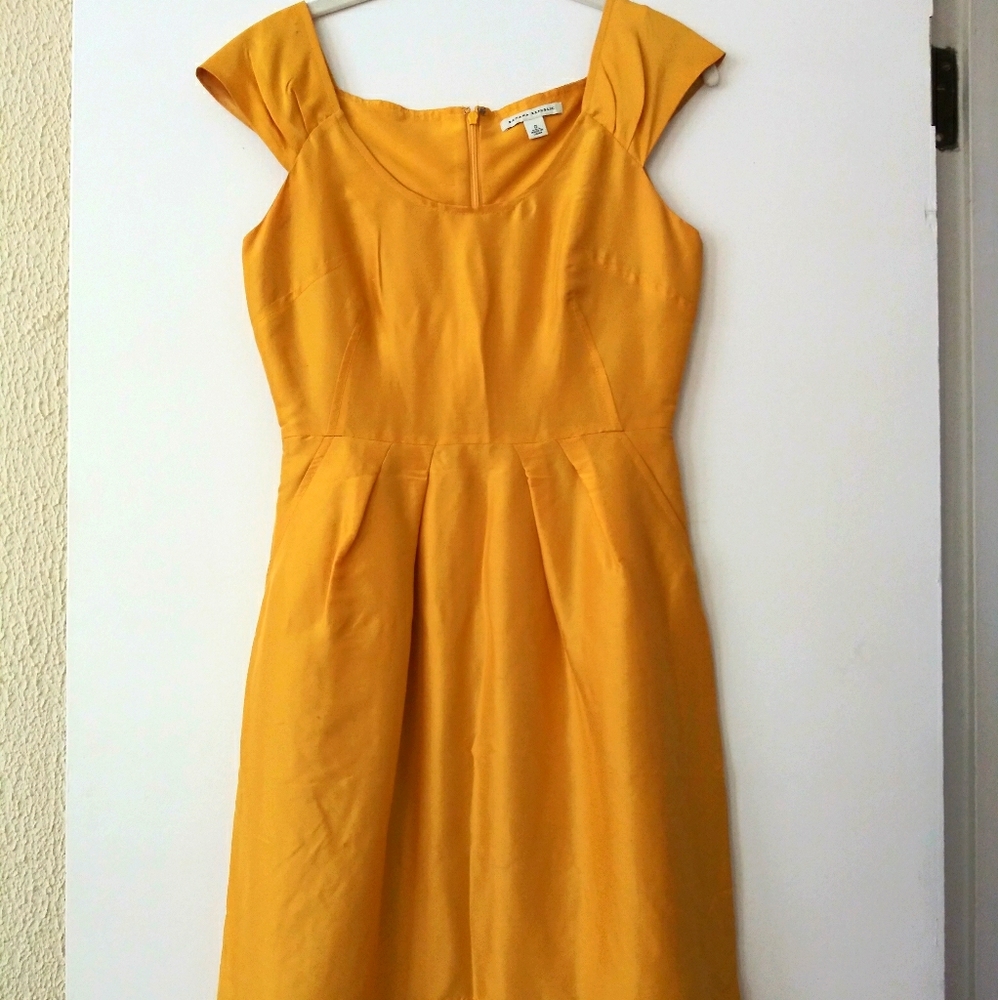 Golden silk dress